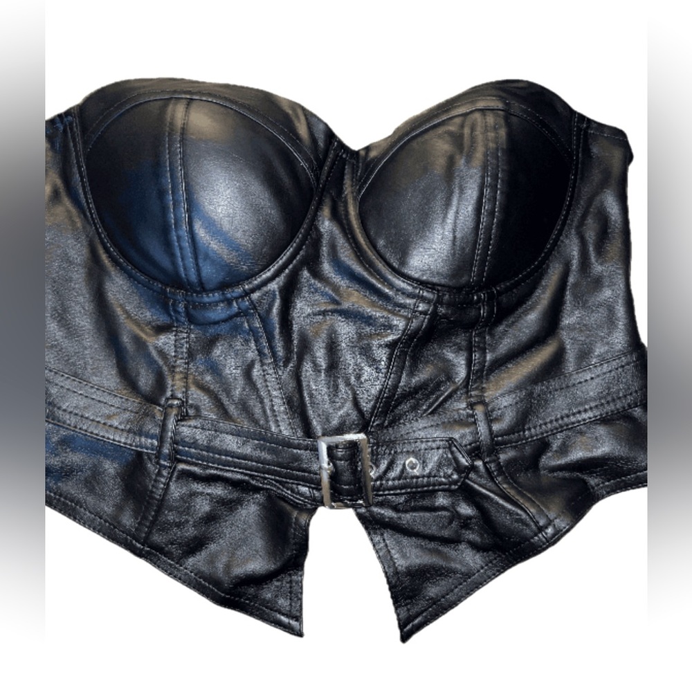 Faux leather crop top